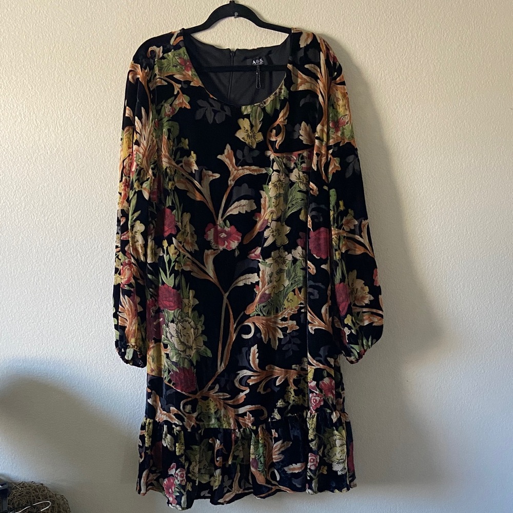 A.B.S. COLLECTION Sheer FLORAL Overlay DRESS